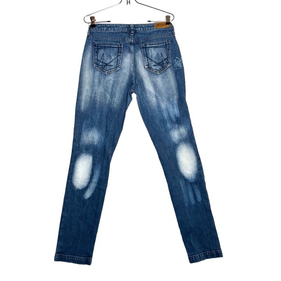 Allen B Allen Schwartz Women’s Embellished Distressed Denim Jeans Size 10 - Picture 2 of 11
